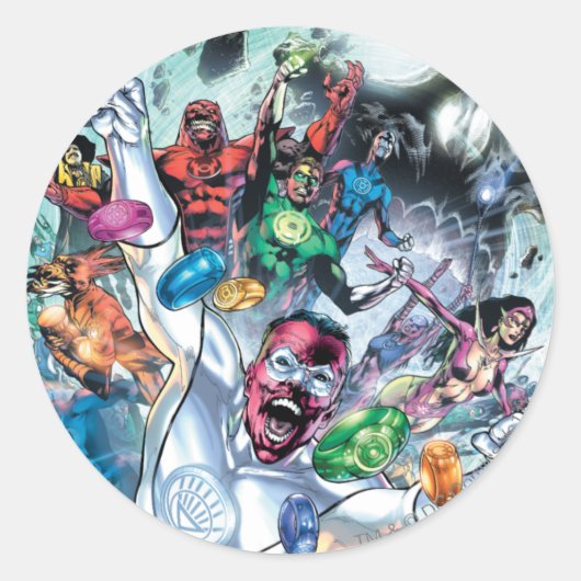 Corp-groep met ringen ronde sticker (Voorkant)