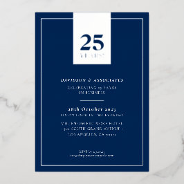 CORPORATE ANNIVERSARY stylish business navy silver Folie Uitnodiging