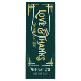 Corporate Art Deco Liefde & Bedankt Goud Groen Gat Wijn Cadeautas