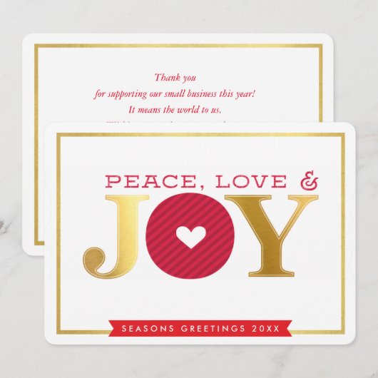 CORPORATE BEDANKT CHRISTMAS vredesliefde en vreugd Kaart (Voorkant / Achterkant)