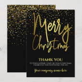 Corporate Black Gold Kerstmis Dank u Feestdagenkaart (Voorkant / Achterkant)