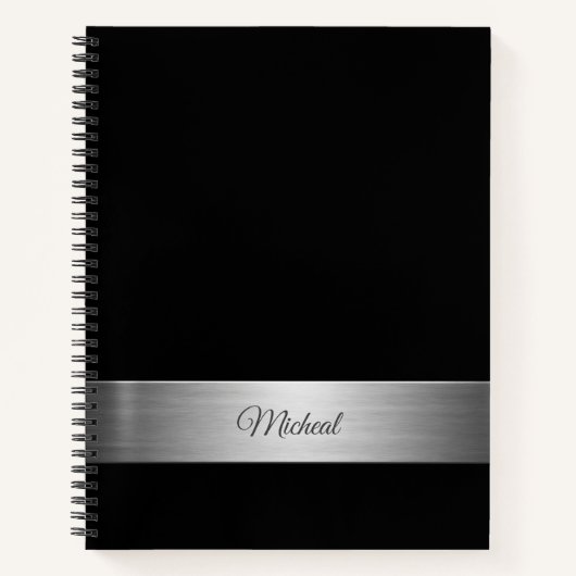 Corporate Black Metallic Accent Monogram Notitieboek (Voorkant)