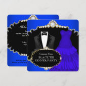 Corporate Black Stropdas Dinner Party Royal Blue Kaart (Voorkant / Achterkant)