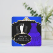 Corporate Black Stropdas Dinner Party Royal Blue Kaart (Staand voorkant)
