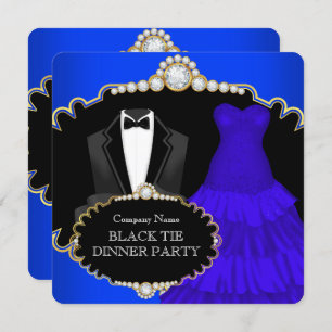 Corporate Black Stropdas Dinner Party Royal Blue Kaart