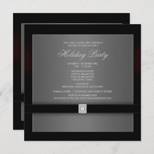Corporate Black Stropdas Party Invitation Sjabloon Kaart (Voorkant / Achterkant)