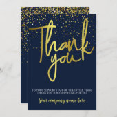 Corporate Blue Gold Typografie Bedankt (Voorkant / Achterkant)