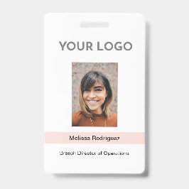 Corporate Blush Pink Employee Foto ID Badge