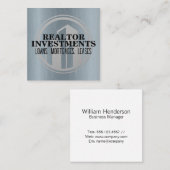 Corporate Building Logo | Metallic Vierkante Visitekaartje (Voorkant / Achterkant)