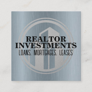 Corporate Building Logo   Metallic Vierkante Visitekaartje