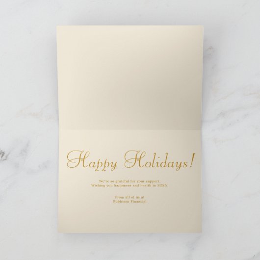 Corporate Business Christmas Gold Script Feestdagen Kaart (Binnen)