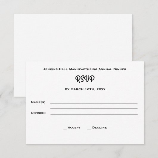 Corporate Business Company Dinner Event RSVP (Voorkant / Achterkant)