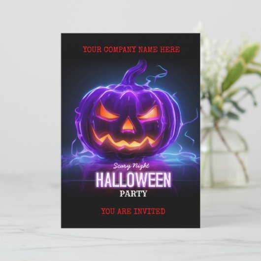 Corporate Business Halloween Office Party Logo Kaart (Staand voorkant)