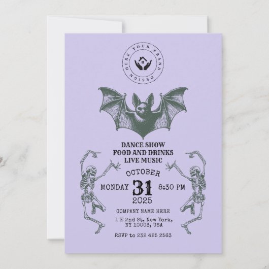 Corporate Business Halloween Office Party Logo Kaart (Achterkant)