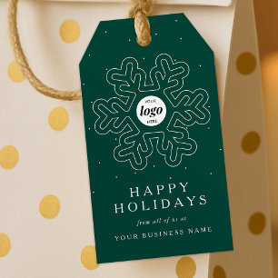 Corporate Business Logo Christmas Snowflake Green Cadeaulabel