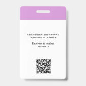 Corporate Business Logo, foto, QR-code, naam-ID Badge (Achterkant)