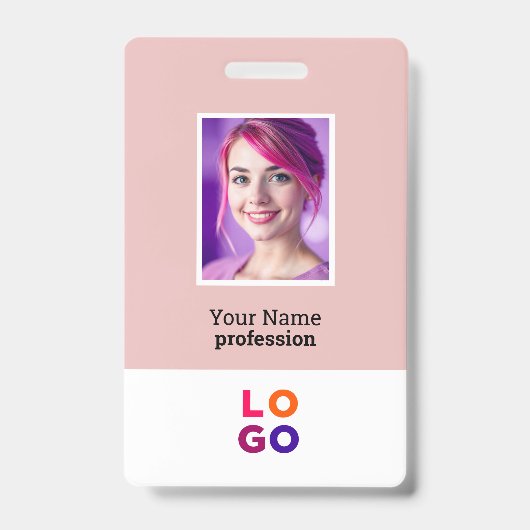 Corporate Business Logo, foto, QR-code, naam-ID Badge (Voorkant)