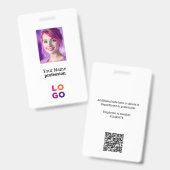 Corporate Business Logo, foto, QR-code, naam-ID Badge (Voor- en achterkant)