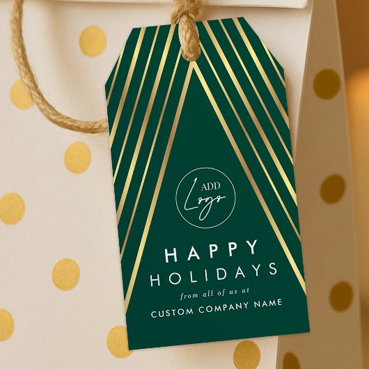 Corporate Business Logo Green Gold Kerstboom Cadeaulabel