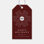 Corporate Business Logo Kerstmis Sneeuwvlok Rood Cadeaulabel (Voorkant)
