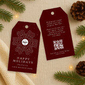 Corporate Business Logo Kerstmis Sneeuwvlok Rood Cadeaulabel