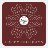 Corporate Business Logo Kerstmis Sneeuwvlok Rood Vierkante Sticker (Voorkant)