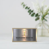 Corporate Business Logo | Metallic Visitekaartje (Staand voorkant)