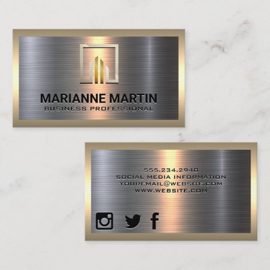 Corporate Business Logo | Metallic Visitekaartje (Voorkant / Achterkant)