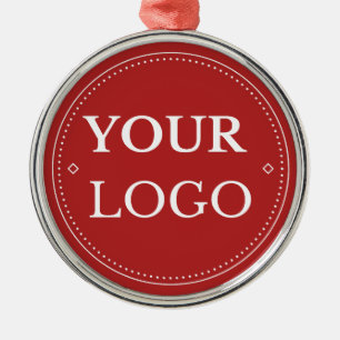 Corporate Business Logo Modern Red Christmas Metalen Ornament