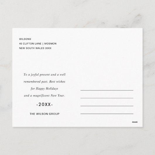 CORPORATE CHIC ZWART HOLLY BERRY KRANS KERST FEESTDAGENKAART (Achterkant)