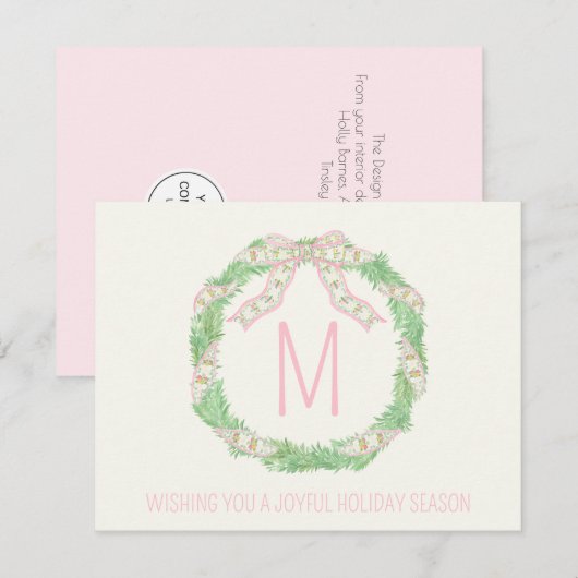 Corporate chinoiserie coquette Kerstkrans Notitiekaartje (Voorkant / Achterkant)