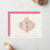 Corporate chinoiserie vrouwelijke kerst ornament notitiekaartje (Voorkant / Achterkant in situ)