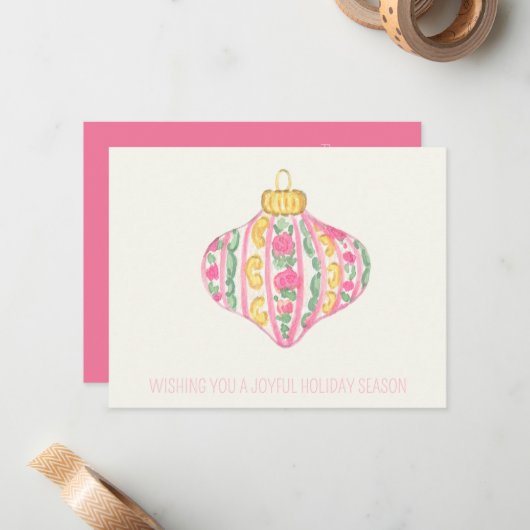 Corporate chinoiserie vrouwelijke kerst ornament notitiekaartje (Voorkant / Achterkant in situ)