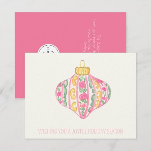 Corporate chinoiserie vrouwelijke kerst ornament notitiekaartje (Voorkant / Achterkant)