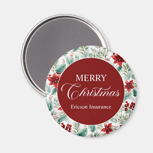 Corporate Christmas Greenery Poinsettia  Magneet (Voorkant / Achterkant)