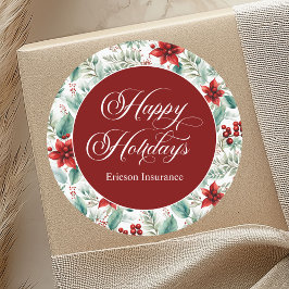 Corporate Christmas Greenery Poinsettia  Ronde Sticker