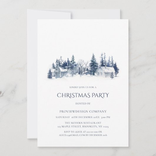 Corporate Christmas Party Blue Village Uitnodiging (Voorkant)