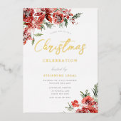 Corporate Christmas Party Gala Goud Folie Uitnodiging (Voorkant)