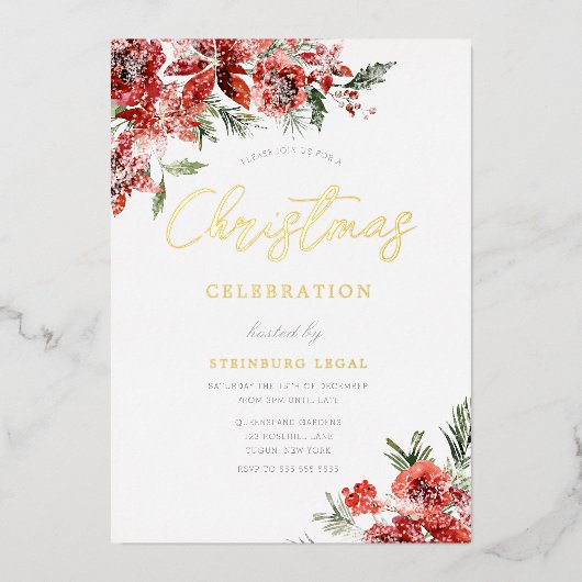 Corporate Christmas Party Gala Goud Folie Uitnodiging (Voorkant)