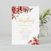 Corporate Christmas Party Gala Goud Folie Uitnodiging (Staand Voorkant)