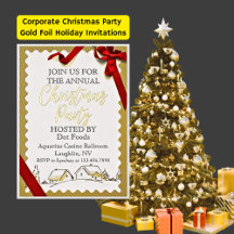 Corporate Christmas Party Gold Foil Uitnodigingen