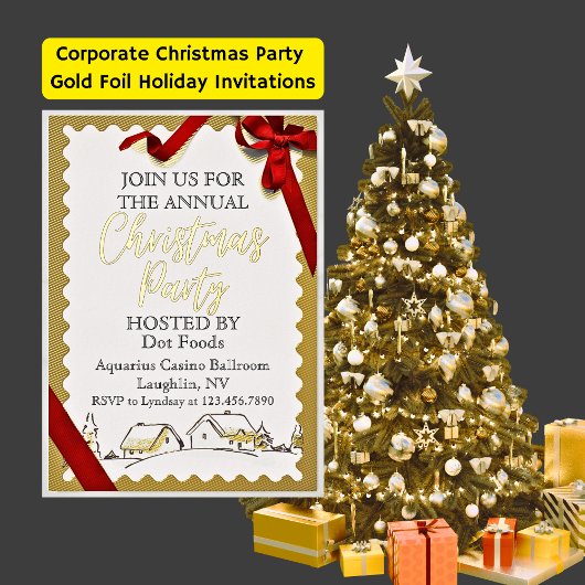 Corporate Christmas Party Gold Foil Uitnodigingen