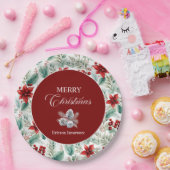 Corporate Christmas Party Greenery Poinsettia  Papieren Bordje (Feest)