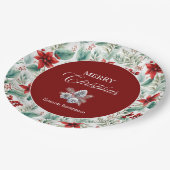 Corporate Christmas Party Greenery Poinsettia  Papieren Bordje (Gekanteld)