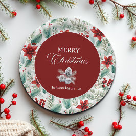 Corporate Christmas Party Greenery Poinsettia  Papieren Bordje