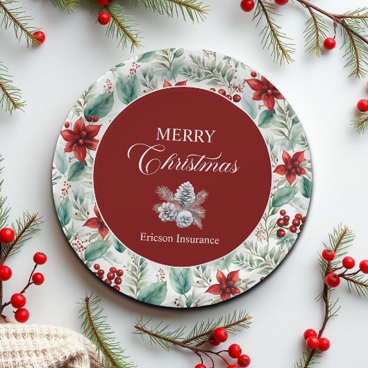 Corporate Christmas Party Greenery Poinsettia  Papieren Bordje