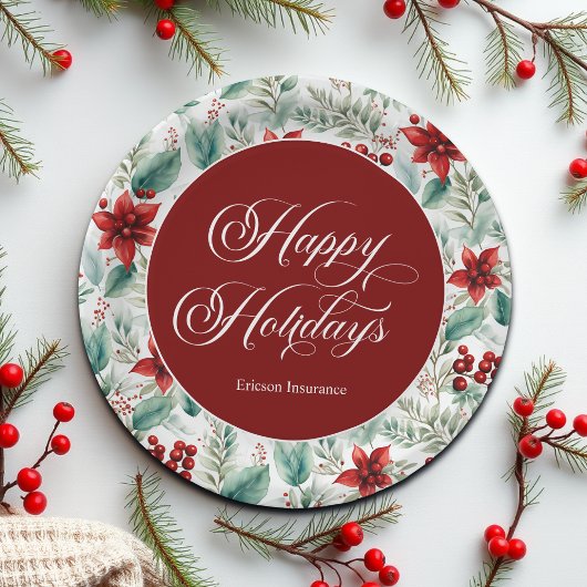 Corporate Christmas Party Greenery Poinsettia  Papieren Bordje