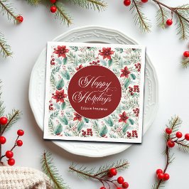 Corporate Christmas Party Greenery Poinsettia  Servet