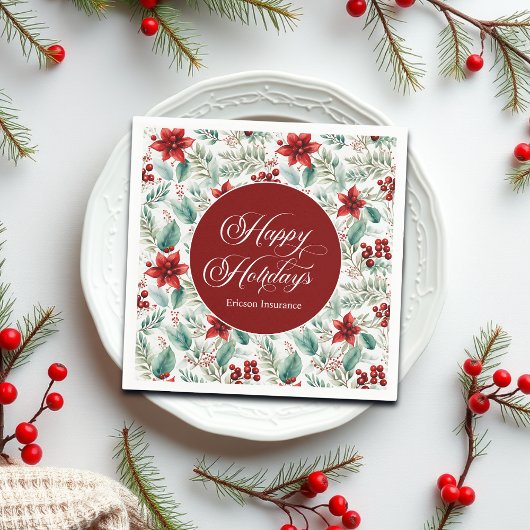 Corporate Christmas Party Greenery Poinsettia  Servet