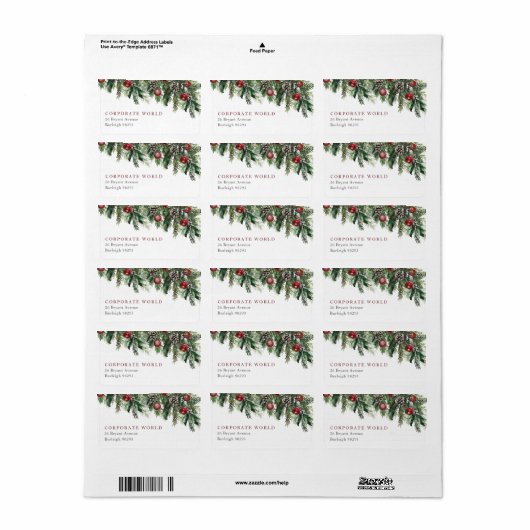 Corporate Christmas Party Retour Adreslabel Etiket (Full Sheet)